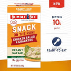 Bumble Bee Snack On The Run! Protein Snack Pack - Creamy Caesar Chicken Salad with Crackers - 10g Protein per Box - Ready to Eat Easy-Open Canned Chicken (Pack of 1)