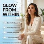 Bovine Colostrum Powder + Collagen Peptides with L-Glutamine L-Lysine Prebiotics Probiotics Digestive Enzymes Vitamin D K2 C Quercetin & Folate | Gut Health Supplement Internal Glow By Clean Nutra