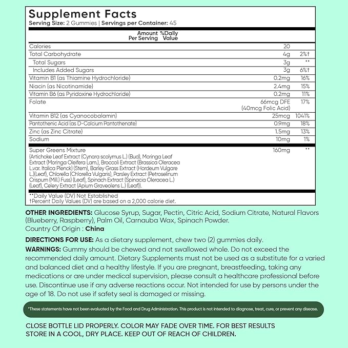 WeightWorld Super Greens Gummies - Energy, Immunity & Digestion - 45-Day Supply - Vegan Daily Greens Supplements (Moringa, Broccoli, Spinach) - Added Vitamins & Minerals - 90 Superfood Gummies