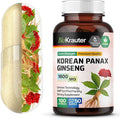 BIO KRAUTER® Ginseng Supplement for Energy, Focus, Performance & Immune Support - Pure Vegan Korean Red Ginseng 1600 mg per Serving - 100 Сapsules, 50-Day Supply, Non-GMO Herbal Supplement
