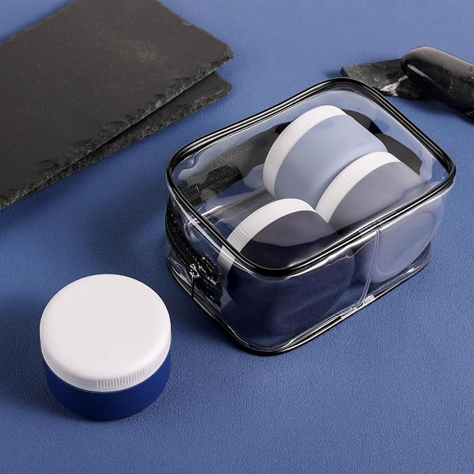 Kuangre Travel Containers for Toiletries, Silicone Cream Jars BPA-Free, Leak-proof 2oz Travel Size Containers, Portable Size Silicone Jars with Lid for Cosmetic Face Hand Body Cream (4 Pack)