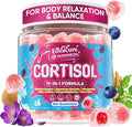 Cortisol Gummies for Women & Men, 19-IN-1 High Cortisol Reducer Supplement w/B Vitamins, Magnesium Glycinate, Ashwagandha, Saffron, Lion's Mane, Reshi for Relaxation, Focus & Balance Support, 60 Cout