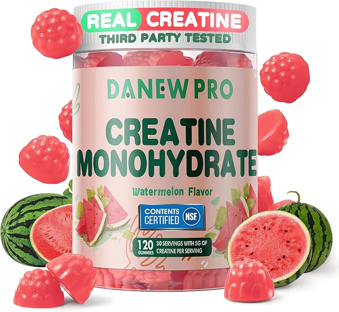 NSF Certified Creatine Gummy 5g - Creatine Monohydrate Gummies for Men & Women, Creatine Monohydrate for Muscle Strength, Muscle Builder, Energy Boost, Pre-Workout Supplement(120 Count)-Watermelon
