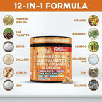 Clean Nutra Pumpkin Seed Oil Capsules + Saw Palmetto Biotin Collagen Keratin MSM Folate Hyaluronic Acid Supplements B12 Zinc Hair Supplement for Women Men Iodine 5-MTHF B-12 Vitamin B9-60 Pills