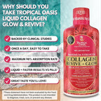 Tropical Oasis Liquid Collagen Glow for Women & Men | 5000mg VERISOL Collagen Peptides + 12500mcg Biotin | Clinically Tested for Thicker Hair, Brighter Skin, Wrinkles & Stronger Nails | 32 Serv
