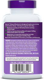 Natrol Sleep & Restore Capsules - Calm Magnesium Glycinate, Magnesium Sleep Aid with GABA, Melatonin 5mg, Botanical Blend, 30 Day Supply