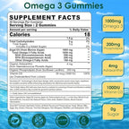 Vegan Omega 3 Gummies + Phospholipids, Astaxanthin, Vitamin D3, DHA 560mg & EPA 280mg, Fish-Free Algae Omega 3 Supplement for Adults & Kids for Brain, Eye, Skin and Overall Health, Sugar Free, 60 Cts