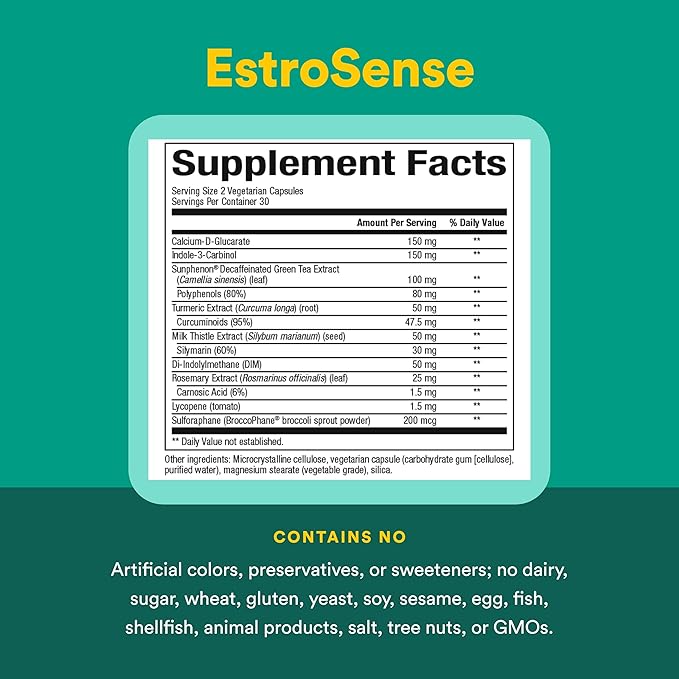 WomenSense EstroSense by Natural Factors, Natural Supplement to Support Estrogen and Hormone Balance During PMS or Menopause, Vegan, Non-GMO, 60 Capsules