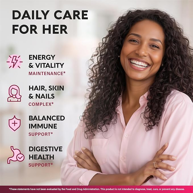 Multivitamin for Women - B-Complex | Whole Foods | Hair Growth Support | Digestion & Metabolism | Iron - 47in1 Womens Multivitamin - Bioavailable & Gentle on Stomach - Made in USA - 90 Capsules