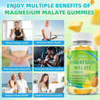 Magnesium Malate Gummies 1000mg, Chewable Magnesium Malate Supplements with CoQ10, L-Theanine & Vitamin B6 for Energy Boost & Muscle Health, Sugar-Free/Vegan, Pineapple Flavor 60 Count