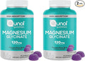 Qunol Magnesium Glycinate Gummies,120mg of Magnesium Glycinate,High Absorption,Mixed Berry,90 Count (Pack of 2)