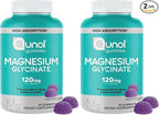 Qunol Magnesium Glycinate Gummies,120mg of Magnesium Glycinate,High Absorption,Mixed Berry,90 Count (Pack of 2)