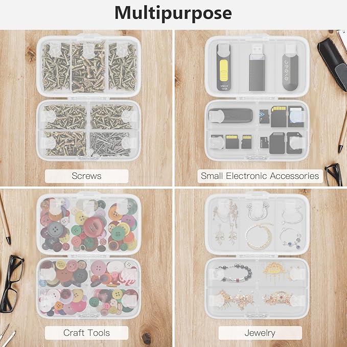 FYY Weekly Pill Organizer with Labels,8 Compartments Travel Daily Pill Case Airtight Moistureproof Large Pill Box to Hold Vitamins, Fish Oil, Supplements,Cotton Swab and Bandages-Clear