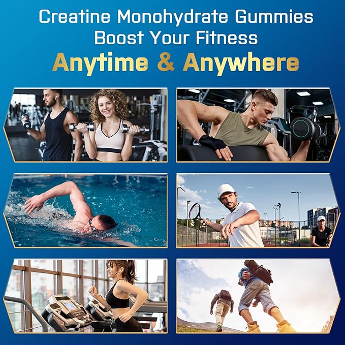 Creatine Monohydrate Gummies, Creatine for Women & Men, Pre Workout Creatine Monohydrate Gummies with Taurine, Vitamin B6 & B12 for Muscle, Strength, Energy, Endurance, Vegan, Organic, 60 Count