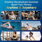 Creatine Monohydrate Gummies, Creatine for Women & Men, Pre Workout Creatine Monohydrate Gummies with Taurine, Vitamin B6 & B12 for Muscle, Strength, Energy, Endurance, Vegan, Organic, 60 Count