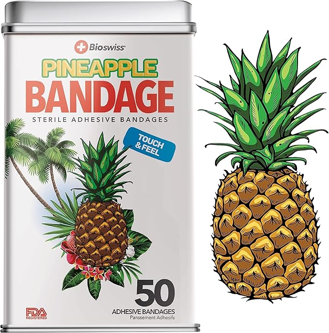 BioSwiss Bandages, Pineapple Shaped Self Adhesive Bandage Set, Latex Free, Sterile Wound Care, 50 Count