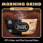 DUDE Wipes Morning Grind Flushable Wipes - Coffee Scented Extra-Large Adult Wet Wipes - 6 Pack (288 Count) - Infused with Coffee Oil, Vitamin E, and Aloe - Septic and Sewer Safe