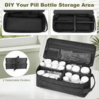 First Aid Bag Empty Pill Box Organizer,Tactical Medical Bag Case,Portable EDC Travel Medicine Pill Bottle Organizer (Black)