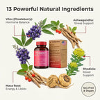 Vitex Chasteberry Supplement for Women – Non-Hormonal Menopause Support with Ashwagandha, Maca & Rhodiola – Hot Flashes, Night Sweats & Mood Support – Vegan, 60 Days Supply