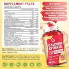 (2 Pack) Sugar Free Calcium Citrate Gummies 1200 mg with Vitamin d3, K2, Magnesium, Zinc for Bone, Muscle & Immune Support, High Absorption Calcium Supplement for Women, Raspberry Flavor, 60 Chews