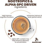 Rapidfire Smart-Brew Nootropics Coffee Pods - High Performance Infused Concentrate, Supports Energy and Brain Function, 16 Count