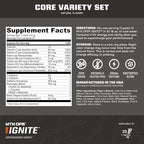MTN OPS Ignite Sugar Free Energy Drink Powder Variety Pack with 200mg Caffeine, Travel Pre Workout Packets for to-Go Energy, Nootropic Blend, L Arginine & L Citrulline, 21 Servings, Core Flavors