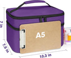 Mancro Dual Layers Pill Bottle Organizer Bag, Medicine Pill Organizer Bag with Lockable Zipper, Medicine Travel Bag for Pills, Vitamins, Pill Cutters, Medical Supply for Home Storage, Purple