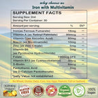 Iron Supplement for Women Men & Kids, Iron Vitamin C, A, B-Complex, Vegan Iron Drops High Potency Liquid Vitamin & Iron Supplements for Anemia, Red Blood Cell, Energy, Blood Builder, Gentle