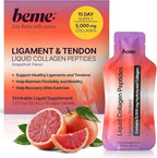 BeMe Liquid Collagen Peptides - Tendon & Ligament Supplements for Injury Prevention & Tissue Repair. Liquid Shots with TENDOFORTE for Active Recovery, Gym Performance Athletes - 15 Grapefruit Sachets