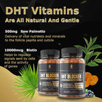 DHT Blocker Gummies Hair Growth Supplement, Super Potency Saw Palmetto & Biotin 10000 mcg for Women & Men, Plus 12 Proprietary Blend - Prevent Hair Loss, Blocking DHT Receptors, 2Pc/120ct