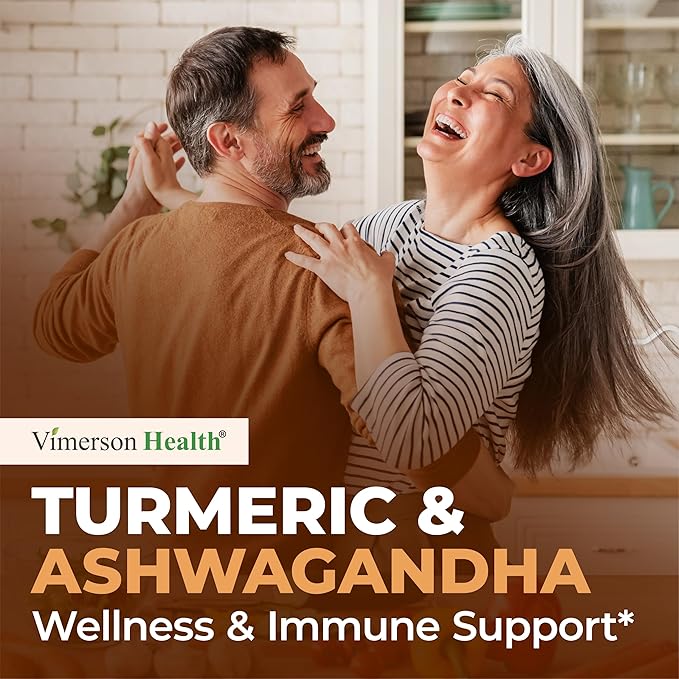 Ashwagandha Organic Turmeric Curcumin Supplement with Ginger Root & Black Pepper – Joint Health, Energy & Immune Support – Antioxidant Blend with 95% Curcuminoids – 60 Capsules
