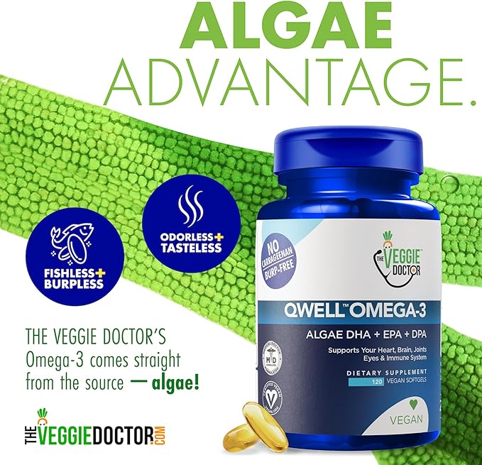 Vegan Omega 3 Supplement – Algae Omega 3 with DHA EPA DPA – Vegan Capsules from Algal – Fish Oil Alternative – Plant-Based Algae Oil Formula – Non-GMO, Carrageenan-Free (120 Capsules, 2 Month Supply)