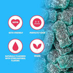 Shameless Snacks - Healthy Low Calorie Snacks, Low Carb Keto Gummies (Gluten Free Candy) - 6 Pack Sour Blue Raspberry