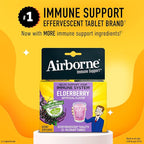 Airborne Elderberry Extract + Vitamin C 1000mg (per Serving) - Effervescent Tablets (20 Count in a Box), Gluten-Free Immune Support Supplement, with Vitamins A C E, Zinc, Selenium, Sugar Free