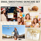 Snail Skin Care Set with Red Ginseng - 5PCS Korean Skin Care Set with Facial Cleanser, Toner, Serum, Eye Cream & Face Cream - Moisturizing and Smoothing Skin - Skincare Gifts for Women Teen Girls