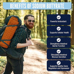 LongJuvity Sodium Butyrate Supplement (300mg) - Optimal Gut Health for Men & Women - Digestion Support & Leaky Gut Repair - Postbiotic Short Chain Fatty Acid, Lab Tested (120 Extended Release Caps)