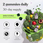 Lemme Greens Superfood Gummies w/Multi - Support Gut Health & Reduce Bloating, 20+ Organic Greens and Superfruits, Clinically Studied Probiotics, D3, B12 - Berries & Greens Flavored (60 Count)