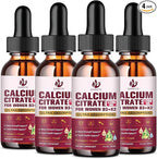 (4 Pack) Calcium Citrate with Vitamin D3 Liquid Drops for Women - Bones, Teeth, Immune Support, 1200mg Calcium Citrate Liquid Drops with Vitamin D3 K2, Vegan, Sugar-Free, 1 Fl Oz