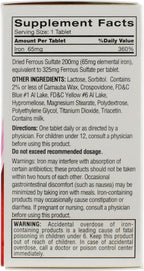 Feosol Original Iron Supplement Tablets, Non-heme, 65mg Iron per Pill, 1 Per Day, 120ct, 4 Month Supply, for Energy and Immune System Support, Made in USA