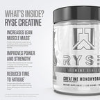 RYSE Creatine Monohydrate Powder - Unflavored - Supports Men & Women Lean Muscle Growth, Strength, Power, and Endurance - Helps Reduce Fatigue and Improve Workout Recovery - 60 Servings