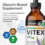 BIO KRAUTER® Vitex Chasteberry Supplement for Women & Menopause Support* - 4 Fl.Oz 56 Days of Supply - Pure Vegan Vitex Berry Tincture - Alcohol & Sugar Free, Non-GMO - Relaxation & Women's Wellness*