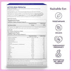 Active Iron Supplement 25mg + Prenatal Multivitamin, Clinically Proven to Increase Iron & Reduce Tiredness, Maximum Absorption, Gentle, Non-Constipating, 30 Capsules + 30 Time Release Tablets