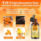Turmeric Curcumin Drops for Dog & Senior Dogs: Anti-inflammatory Pain Relief, Eliminates Joint Pain, Improve Joint Mobility,Brain, Liver, Bone, Muscle, Skin&Coat - Liquid Absorb Better