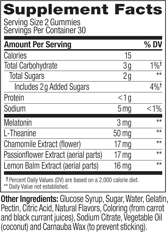 OLLY Sleep Gummy, 3 mg Melatonin, L-Theanine, Chamomile, Lemon Balm, Sleep Aid, Strawberry, 60 Count