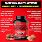 MuscleMeds CARNIVOR Lean Meal Whole Food Meal Replacement Shake, MRE, Beef Protein Isolate, White Potato, Sweet Potato, 40g Protein, 40 g Carbs, Lactose Free, Sugar Free, Chocolate Fudge 20 Servings