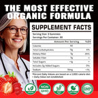 Prebiotic Fiber Gummies for Adults, 7G Extra Strength, Zero Sugar Added, 90 Pectin Based Gummies, Digestive Health & Regularity Support-Strawberry