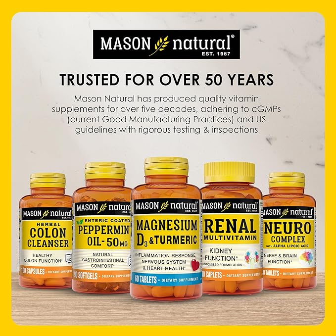 Mason Natural Slow,Release Iron (Ferrous Sulfate) 50 mg Tablets, 180 Day Supply, High Potency Supplement, Gentle on Stomach, 3 Pack