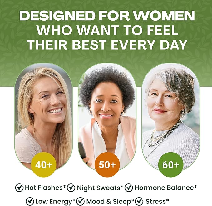 PAUZIA Menopause Supplements for Women 40+ | Natural Menopause Relief with Black Cohosh, Ashwagandha, Vitex | Hot Flash & Mood Support | Hormone-Free | Made in USA (60 Vegan Capsules)