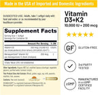 NatureWise Vegan Vitamin D3 + K2 in Organic Coconut MCT Oil - Natural D3 10000IU + Natural K2 200mcg - High Absorption Bone Support - Non-GMO - USA Manufactured - 30 Softgels[30-Day Supply]