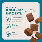 VetIQ Advanced Hip & Joint Chews For Dogs, 60 Count, Chicken Flavored Supplements Made with Glucosamine, Omega 3’s, Chondroitin, MSM & Green Lipped Mussel, Increases Mobility & Maintains Muscles